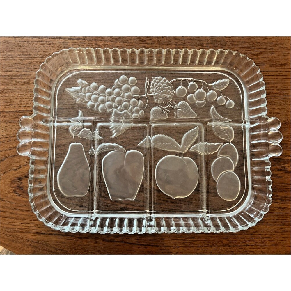 Vintage Indiana Glass Divided Relish Tray 5 Section Serving Dish